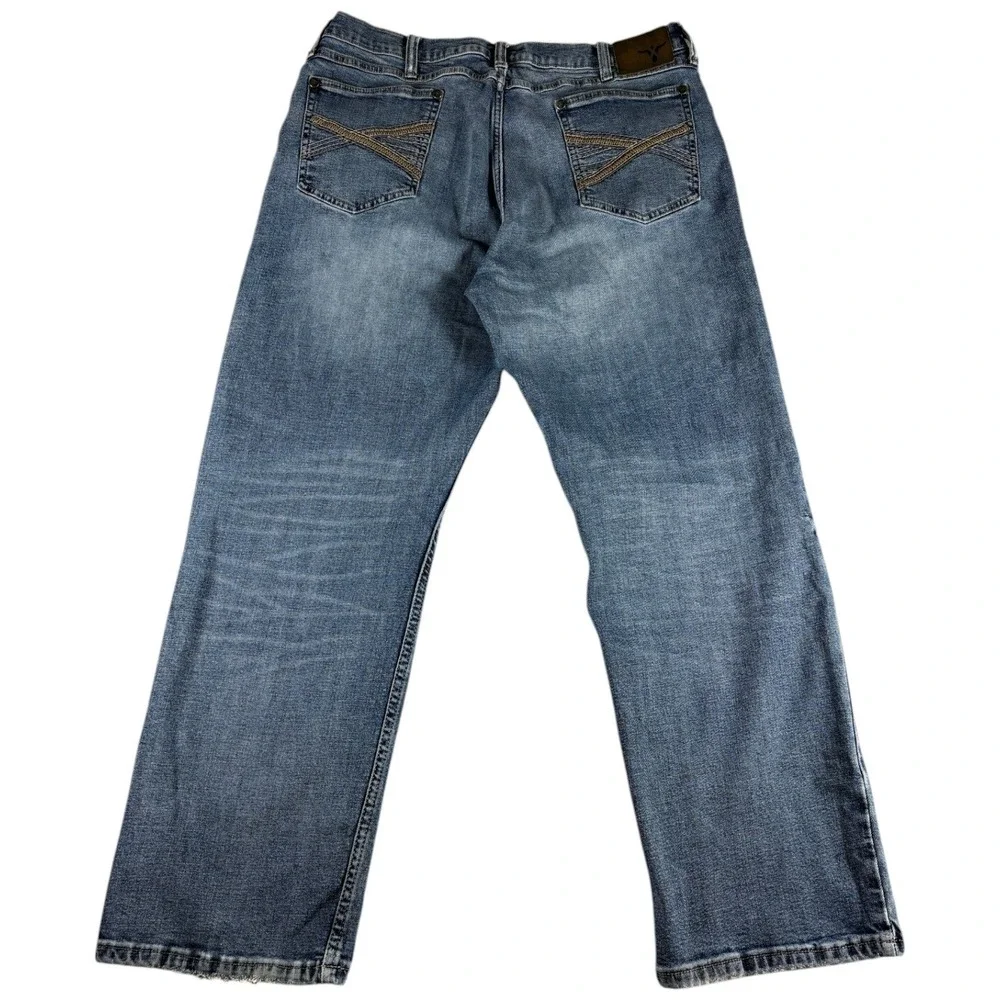 Wrangler 20X Straight Leg Jeans Mens 34x28.5 Blue Faded Rugged Western Workwear